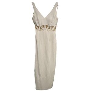 The White House Dress Sleeveless Cutout Bodycon Midi Dress‎ White 6